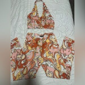 Boohoo Orange and Pink Paisley Set